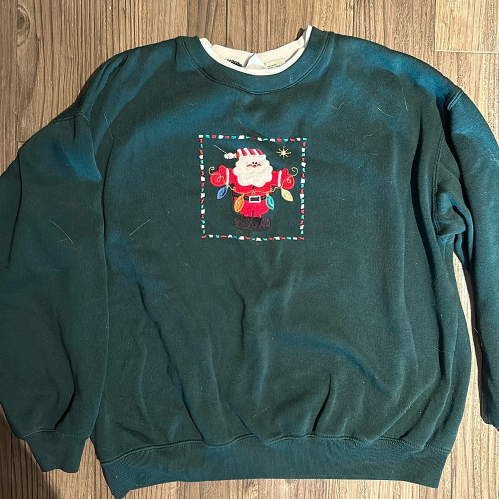 Vintage santa christmas sweater green